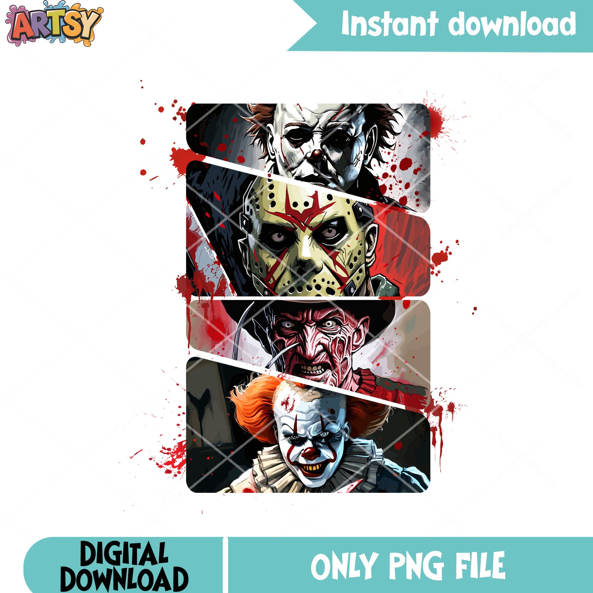 Bloody Micheal myers png, freddy krueger png, jason voorheez png