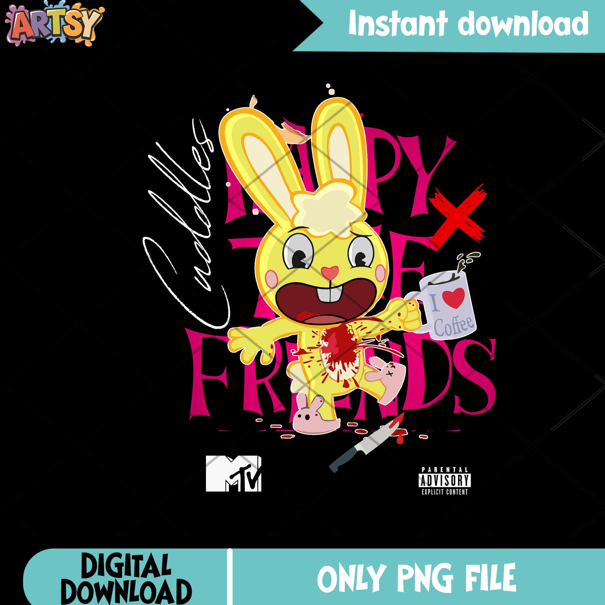 Bloody bunny png, Cuddles png, Violents cartoon png - Copy