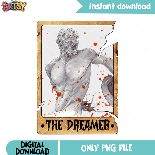 Bloody picture of freddy  png, creepy art png, scary halloween png