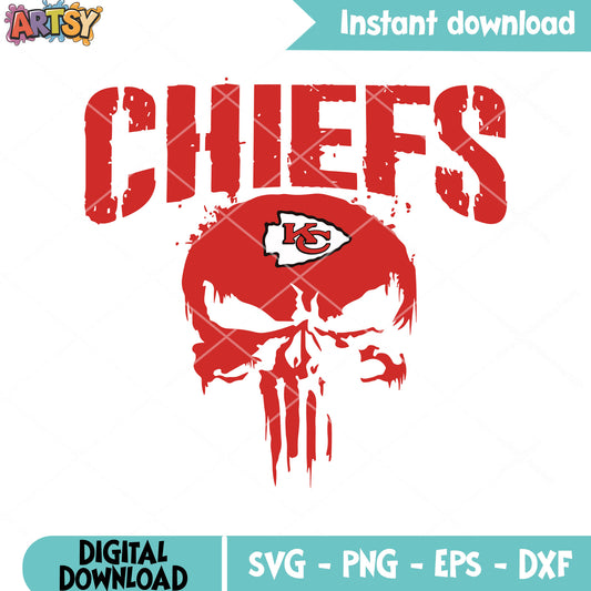 Bloody skull chiefs svg, nfl teams svg, Kansas city chief svg