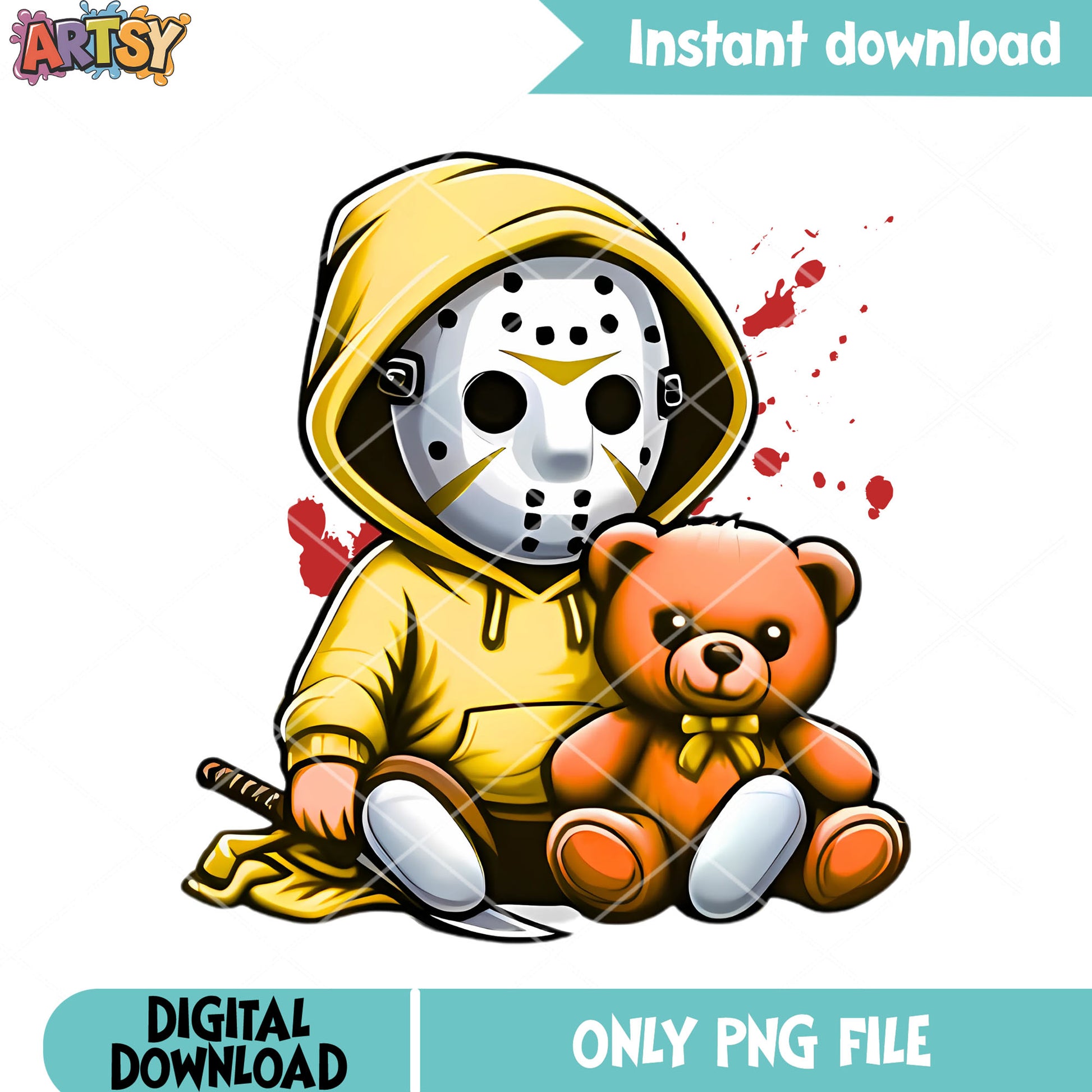 Bloody teddy png, jason costume halloween png, jason voorheez png
