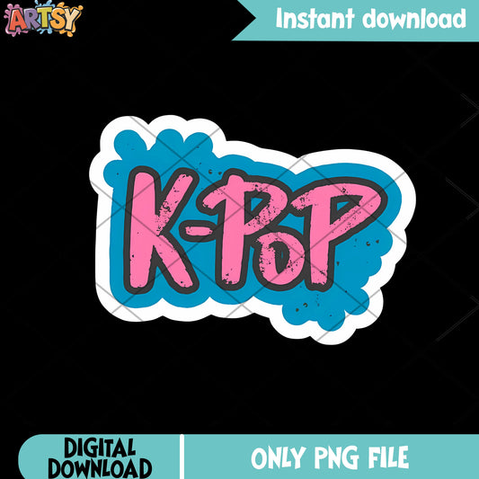 Blue background pink kpop png, kpop logo png, saja boys band png