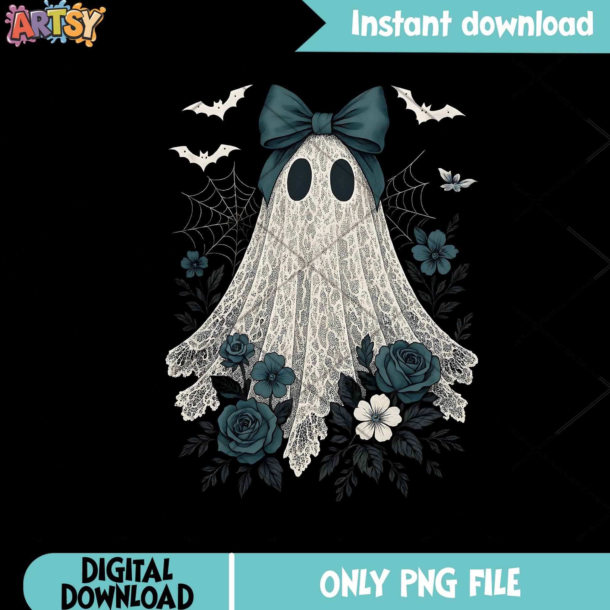 Blue bow tie png, ghost costume halloween png, blue bow tie png
