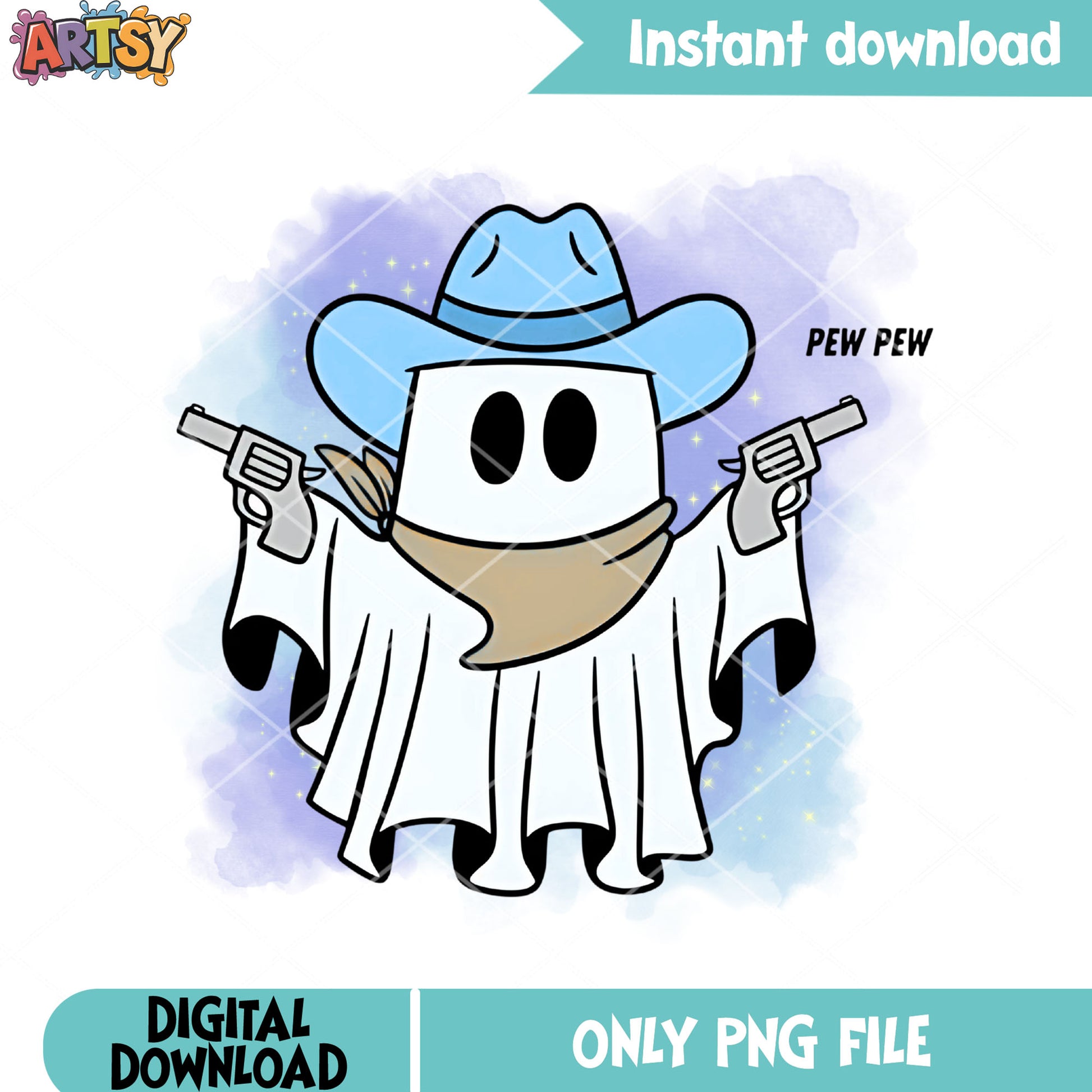 Blue cowboy hat png, ghost costume png, halloween scary png