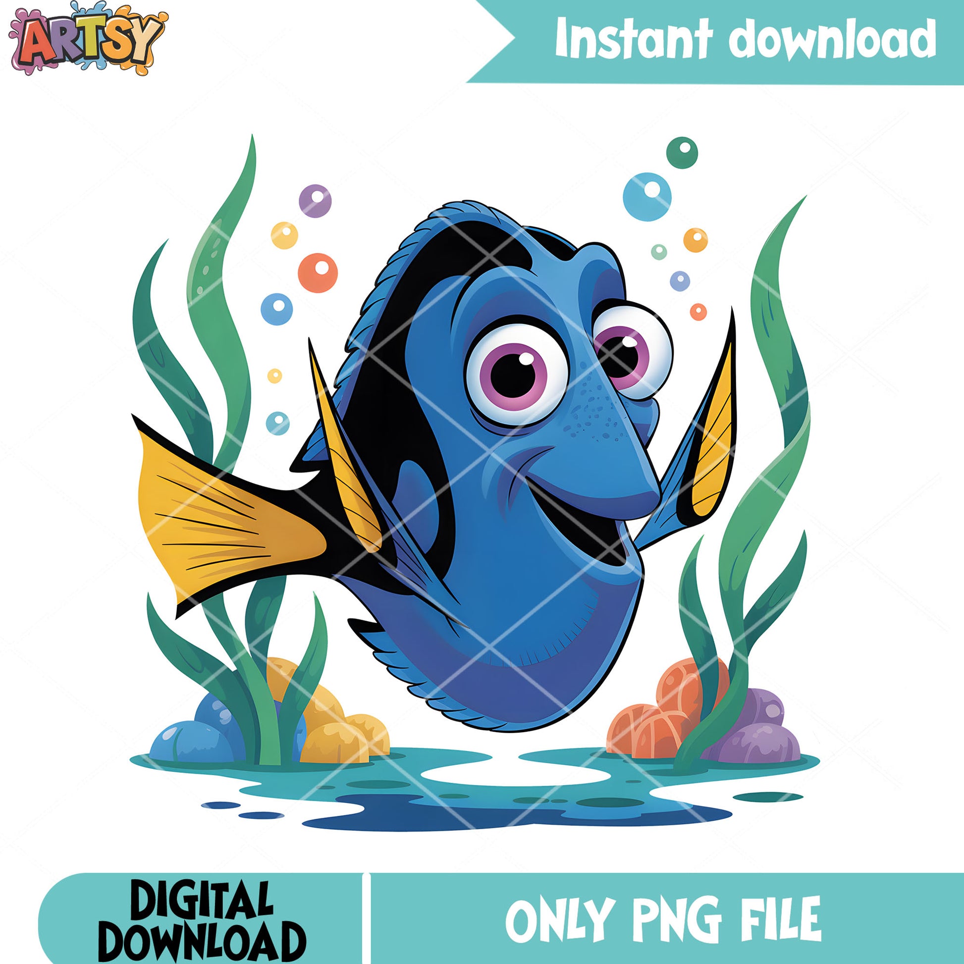 Blue dory fish nemo png, poster nemo png, ​dory fish png