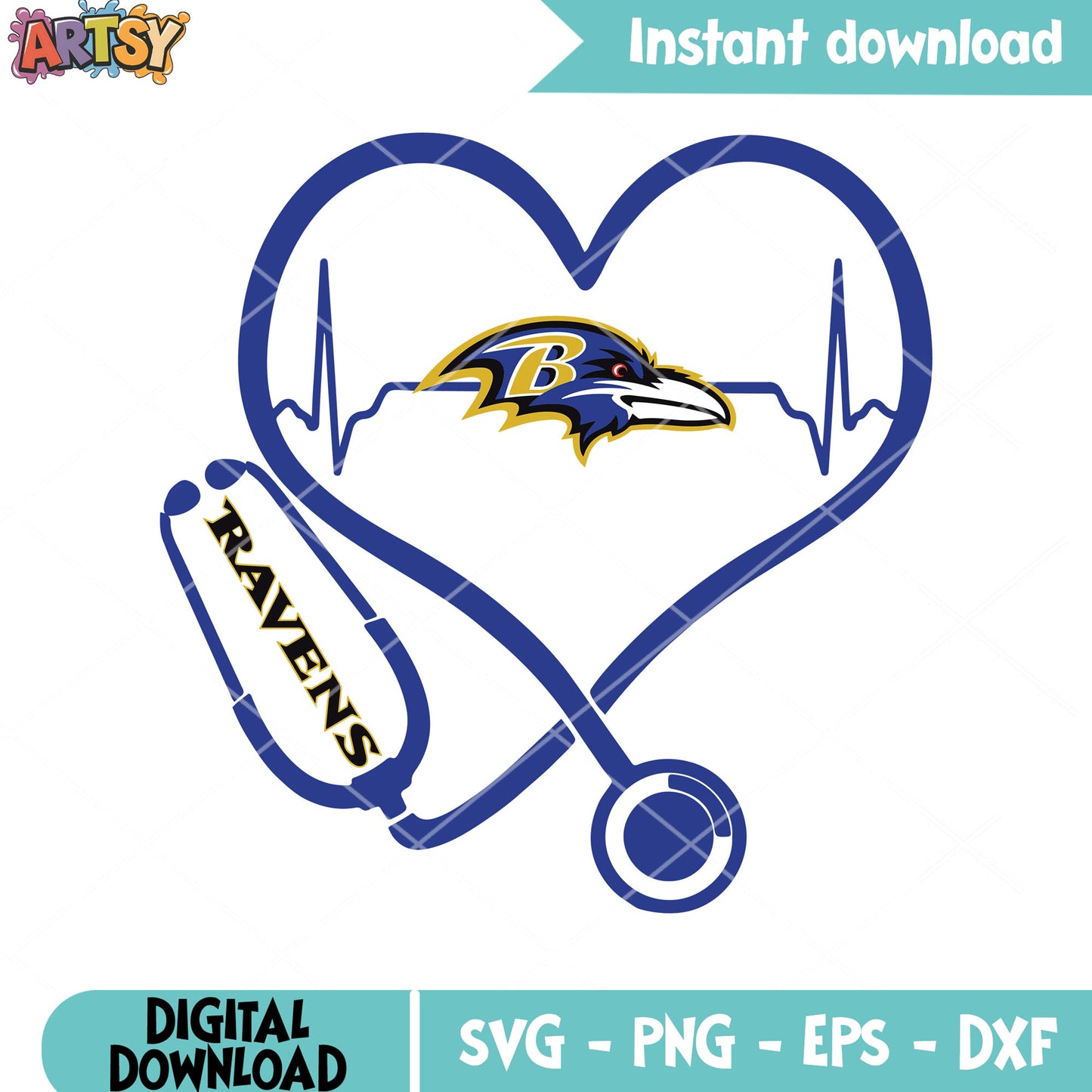 Blue falcon bpm ravens svg. heart icon​ svg, baltimore ravens svg