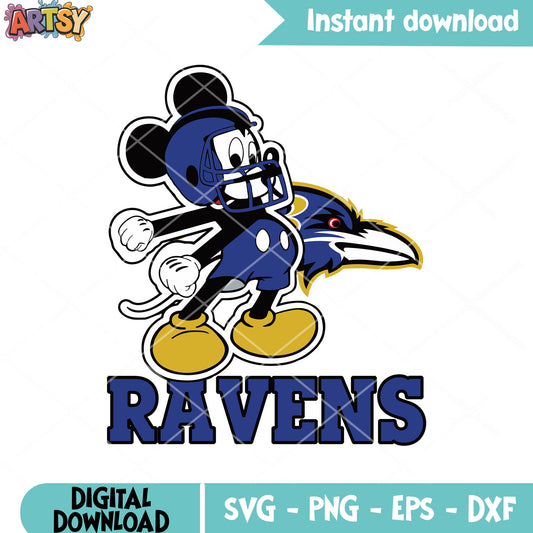 Blue mickey ravens short svg. ravens baltimore svg, disney nfl svg
