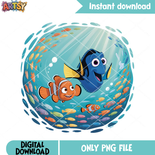 Blue ocean ball dory nemo png, disney poster png, finding nemo png