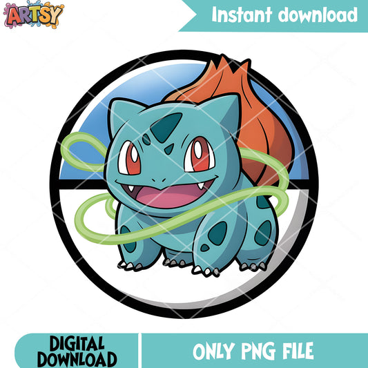 Blue pokeball bulbasaur png, pokemon stickers png, pokemon characters png