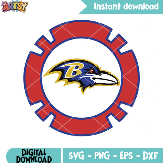 Blue raven in Red gear svg, baltimore raven svg, american football svg