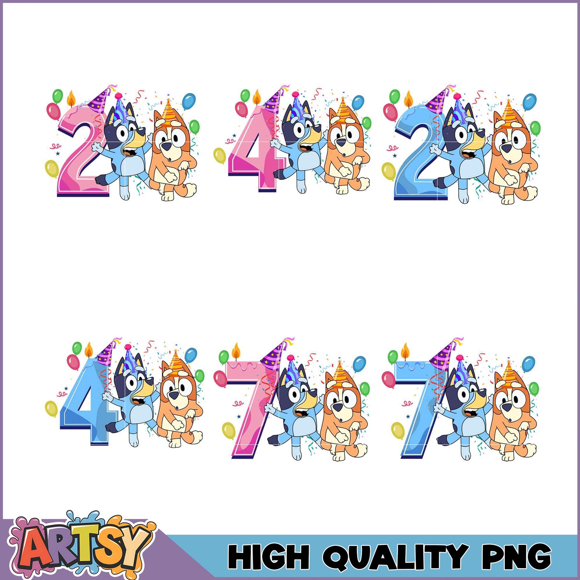Bluey Bingo Birthday PNG Bundle High-Quality Images