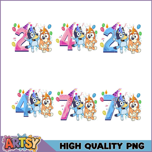 Bluey Bingo Birthday PNG Bundle High-Quality Images