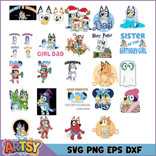 Bluey Bingo SVG Bundle Family Designs