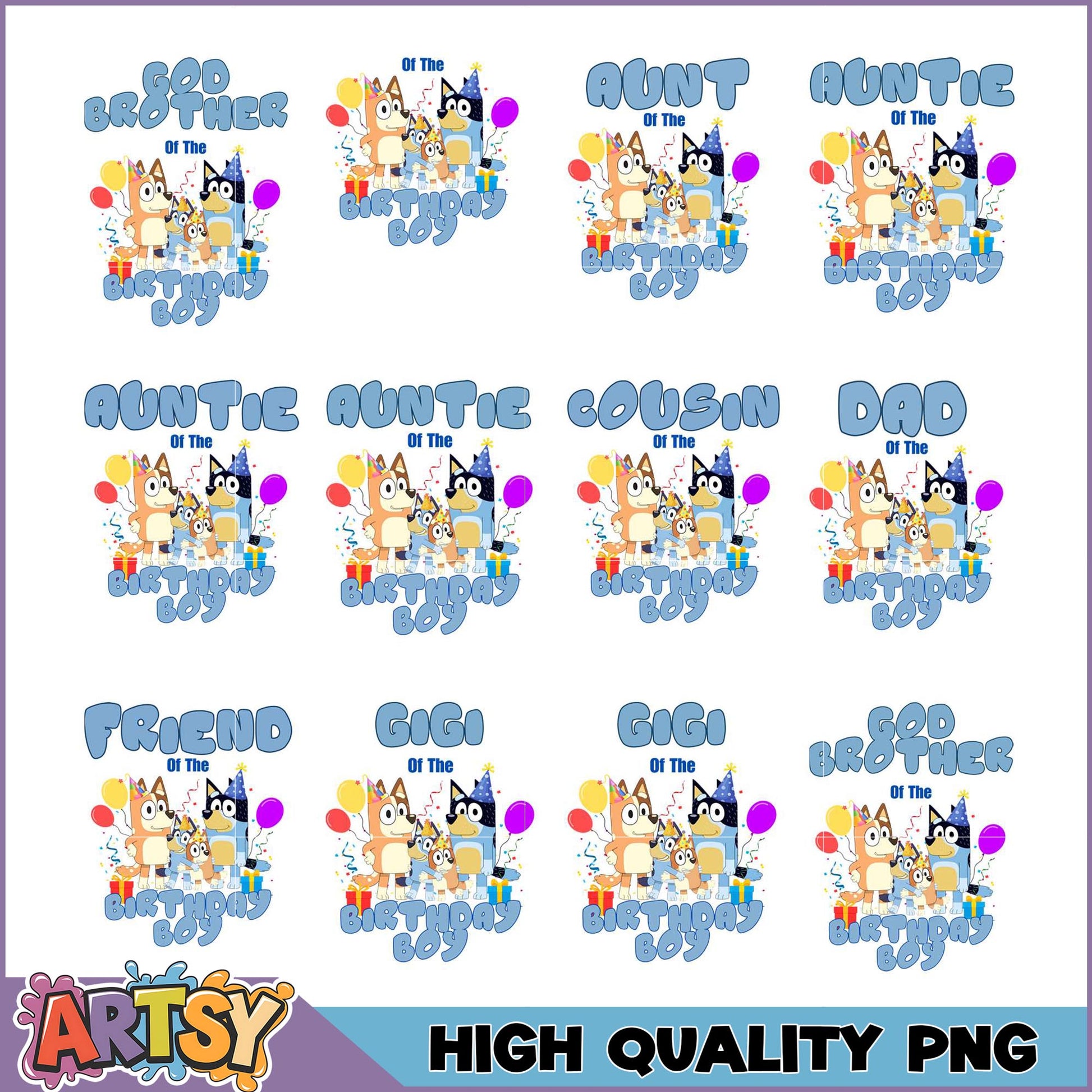 Bluey Birthday Boy PNG Bundle High Quality Designs