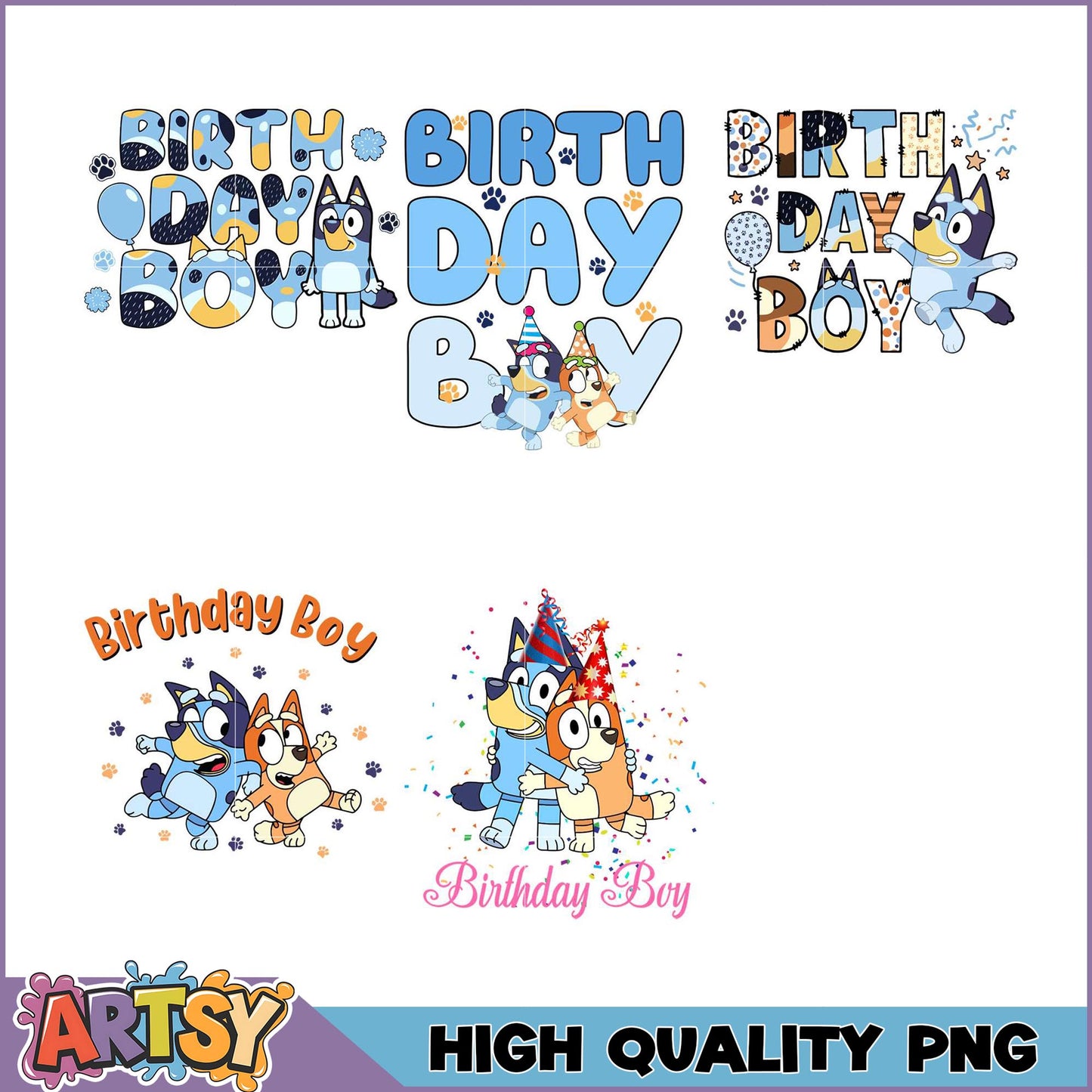 Bluey Birthday Boy PNG Bundle High Quality Images