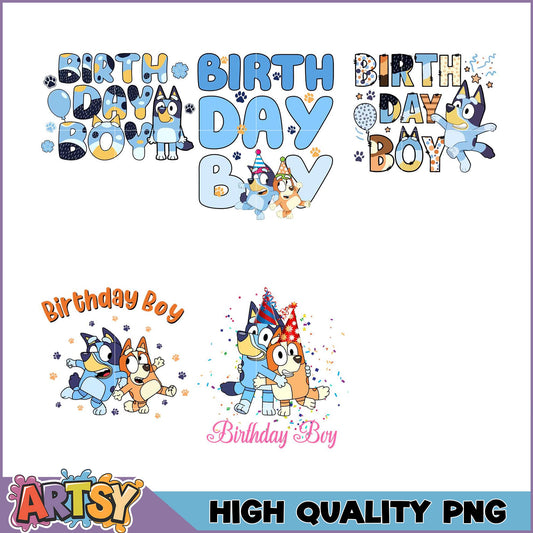Bluey Birthday Boy PNG Bundle High Quality Images