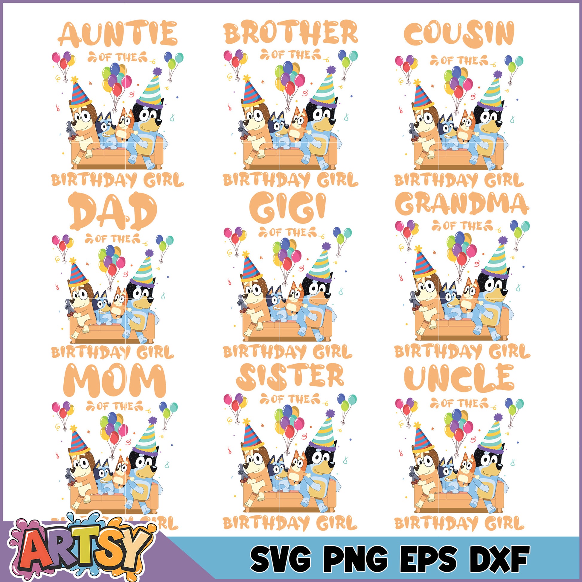 Bluey Birthday Girl Family SVG Bundle for Fun Celebrations