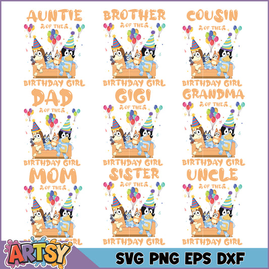 Bluey Birthday Girl Family SVG Bundle for Fun Celebrations