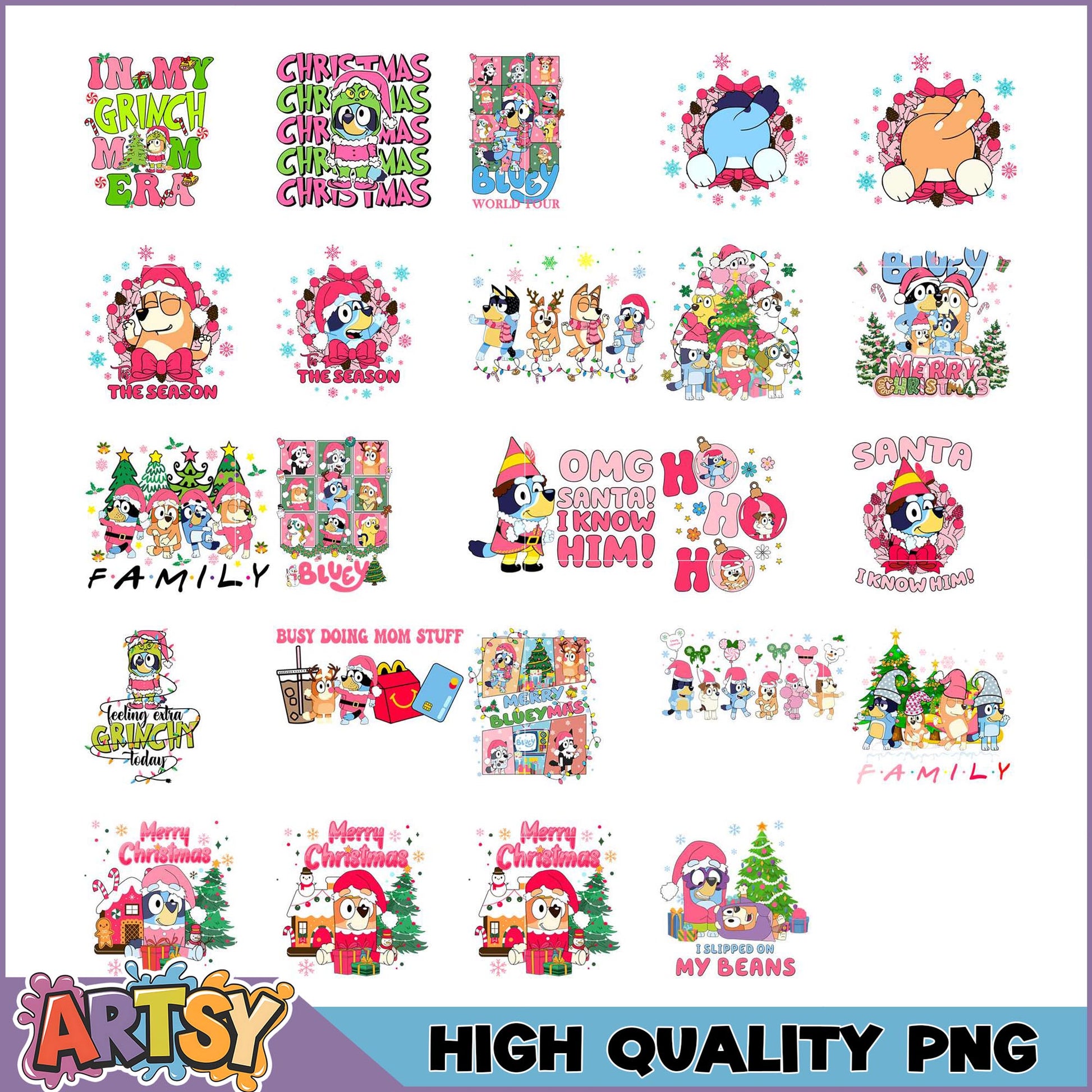 Bluey Christmas PNG Bundle High-Quality Designs
