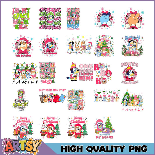 Bluey Christmas PNG Bundle High-Quality Designs