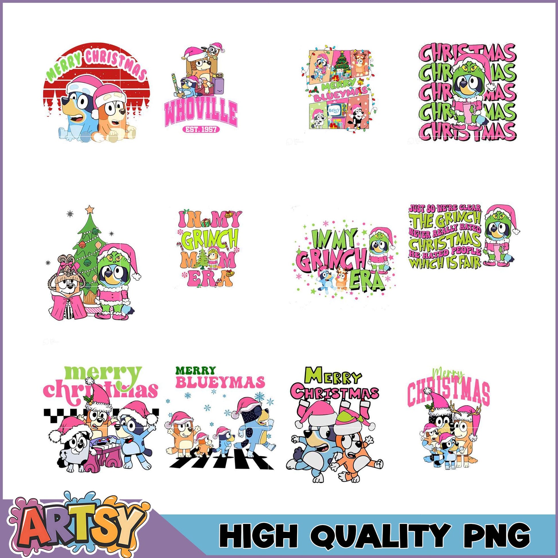 Bluey Christmas PNG Bundle High Quality Designs