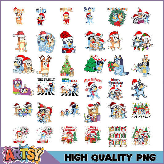 Bluey Christmas PNG Bundle High Quality Images