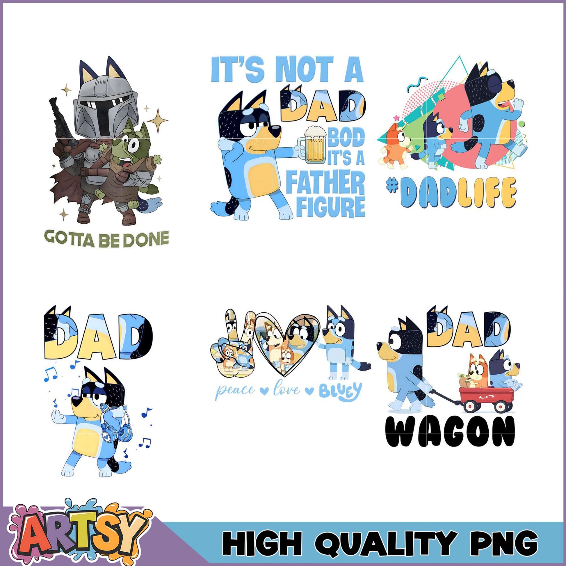 Bluey Dad PNG Bundle High-Quality Designs