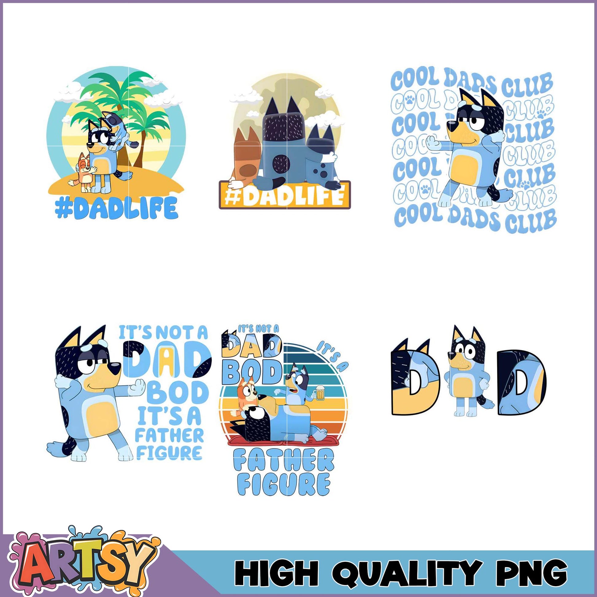 Bluey Dad PNG Bundle High Quality Dad Designs