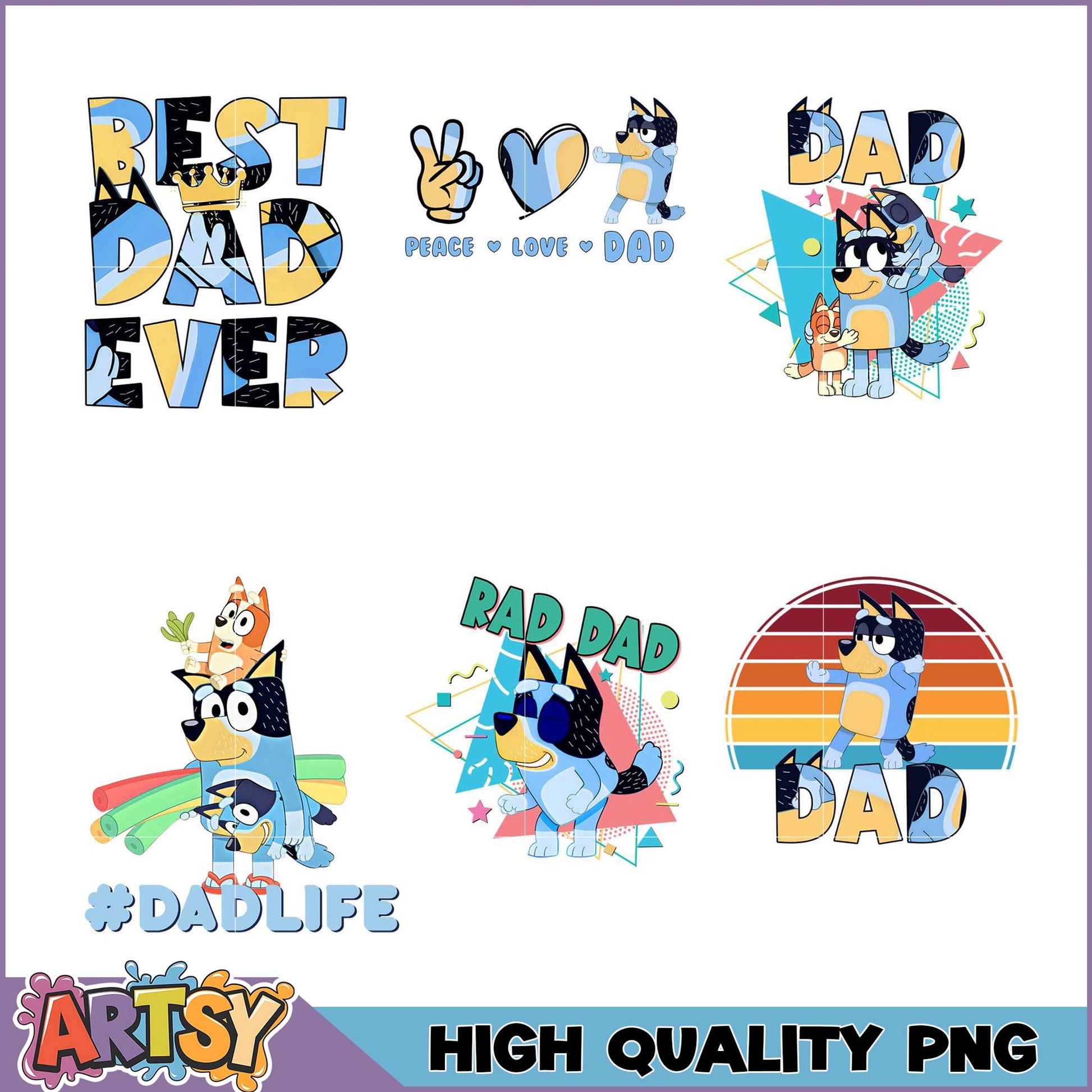 Bluey Dad PNG Bundle High Quality Designs