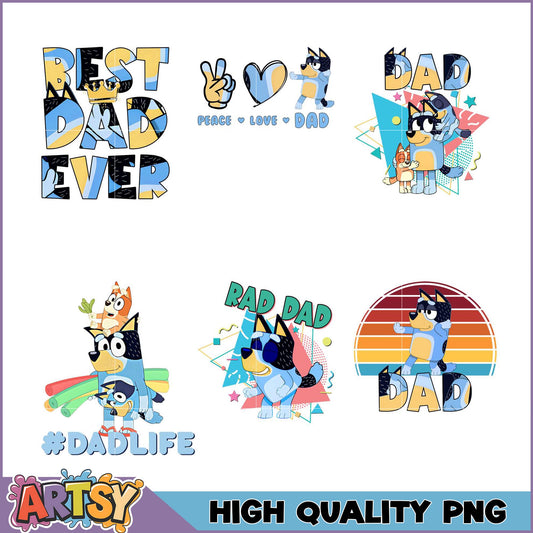 Bluey Dad PNG Bundle High Quality Designs