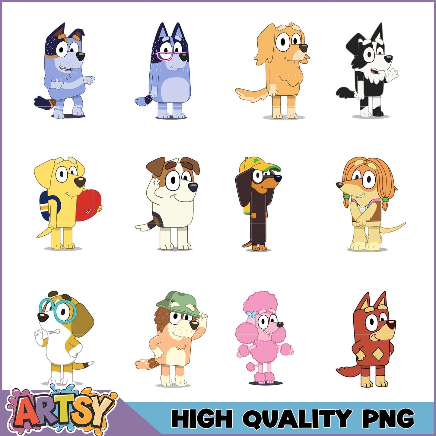 Bluey Dogs PNG Bundle High Quality Images