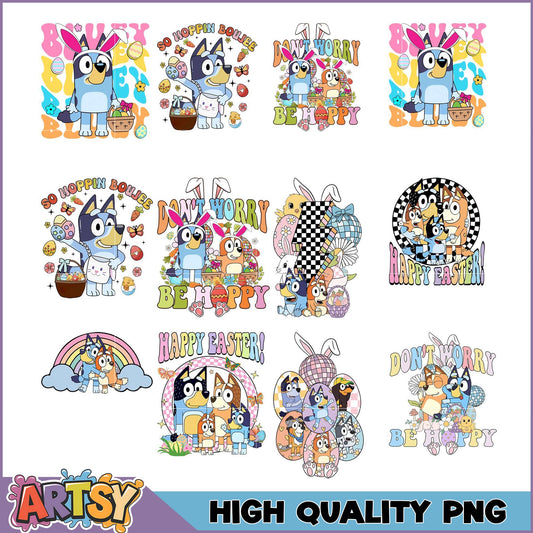 Bluey Easter PNG Bundle High-Quality Designs