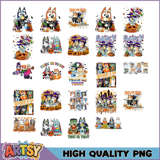 Bluey Halloween PNG Bundle 20 Designs