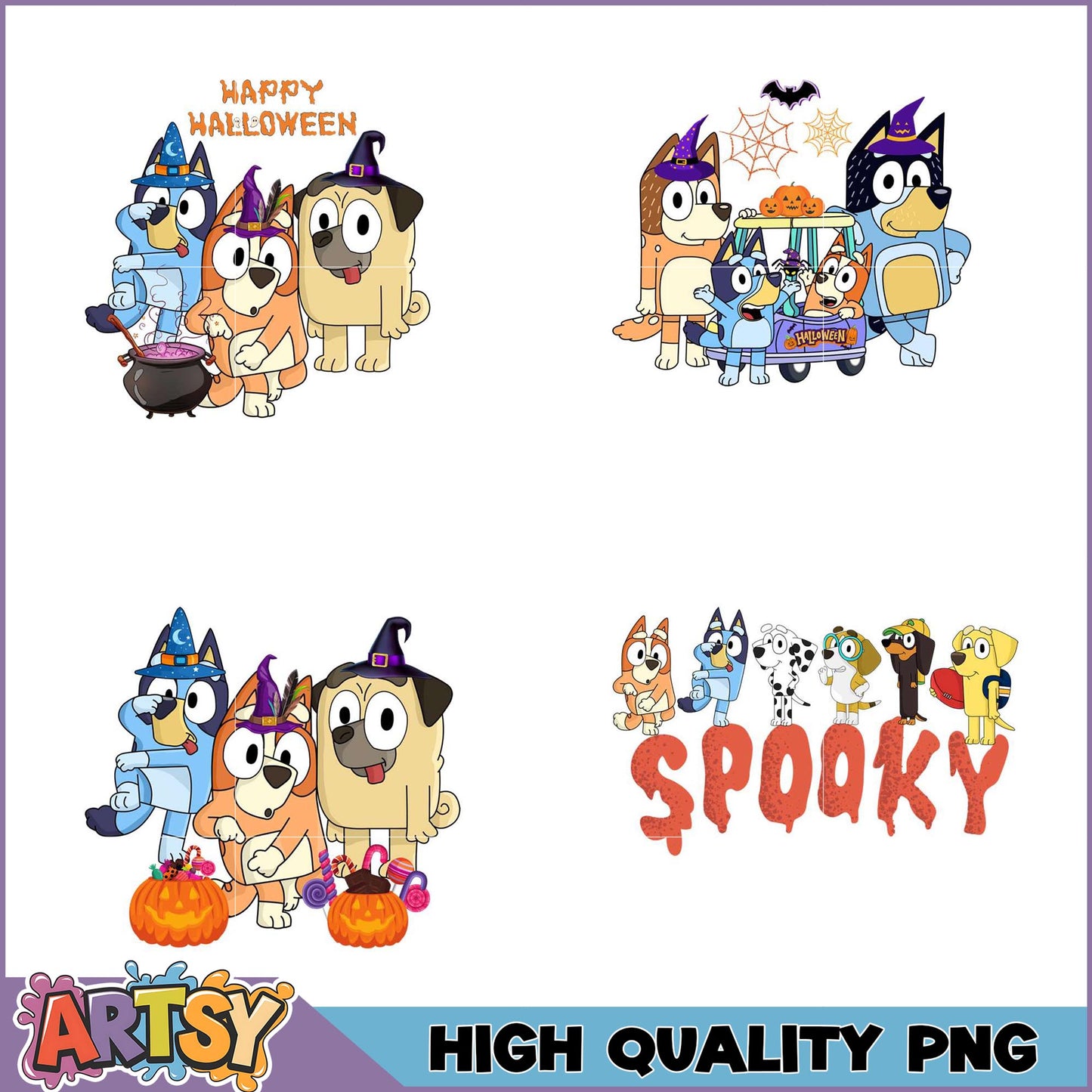 Bluey Halloween PNG Bundle High-Quality Images