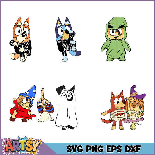 Bluey Halloween SVG Bundle PNG, EPS, DXF