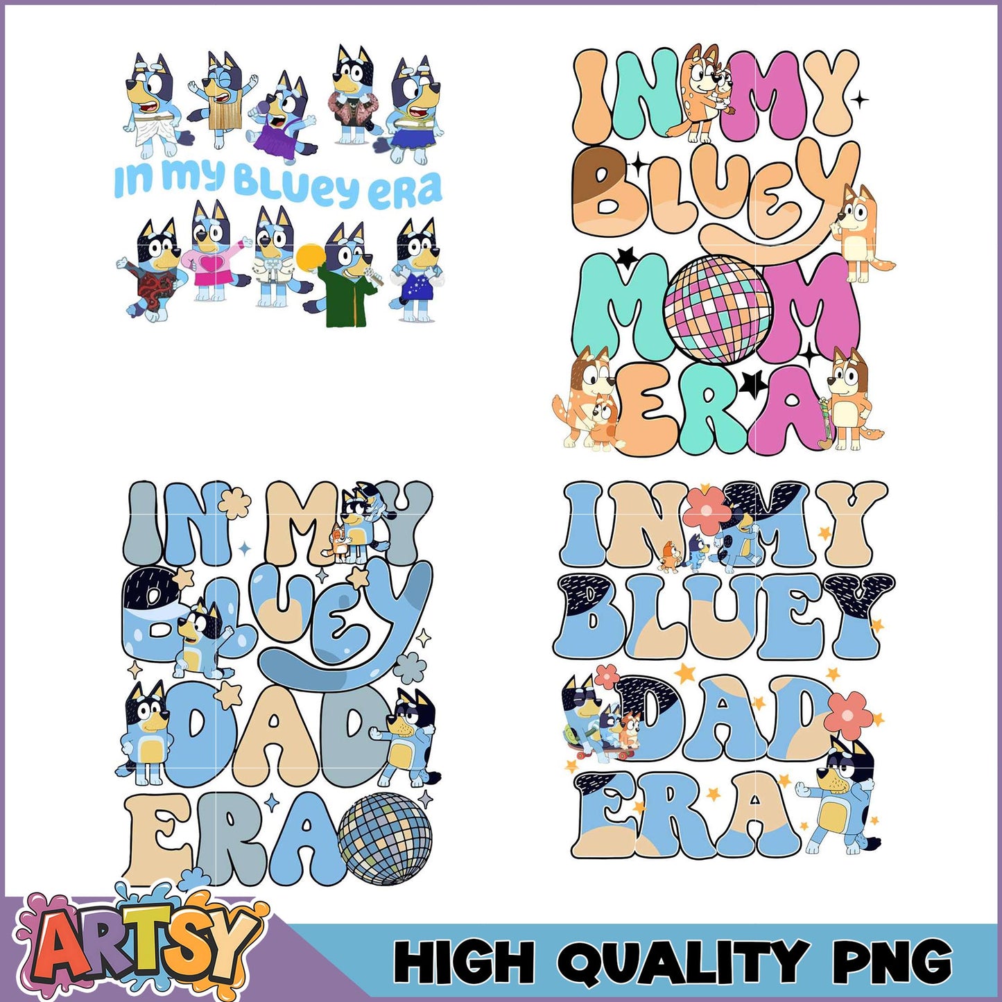 Bluey Mom Dad Era PNG Bundle - High Quality