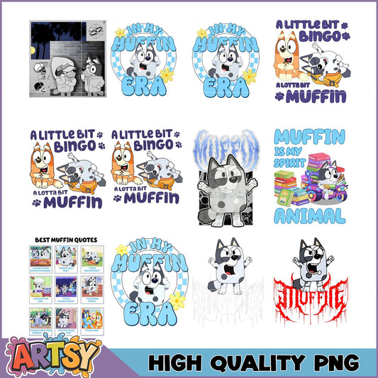 Bluey Muffin PNG Bundle High-Quality Images