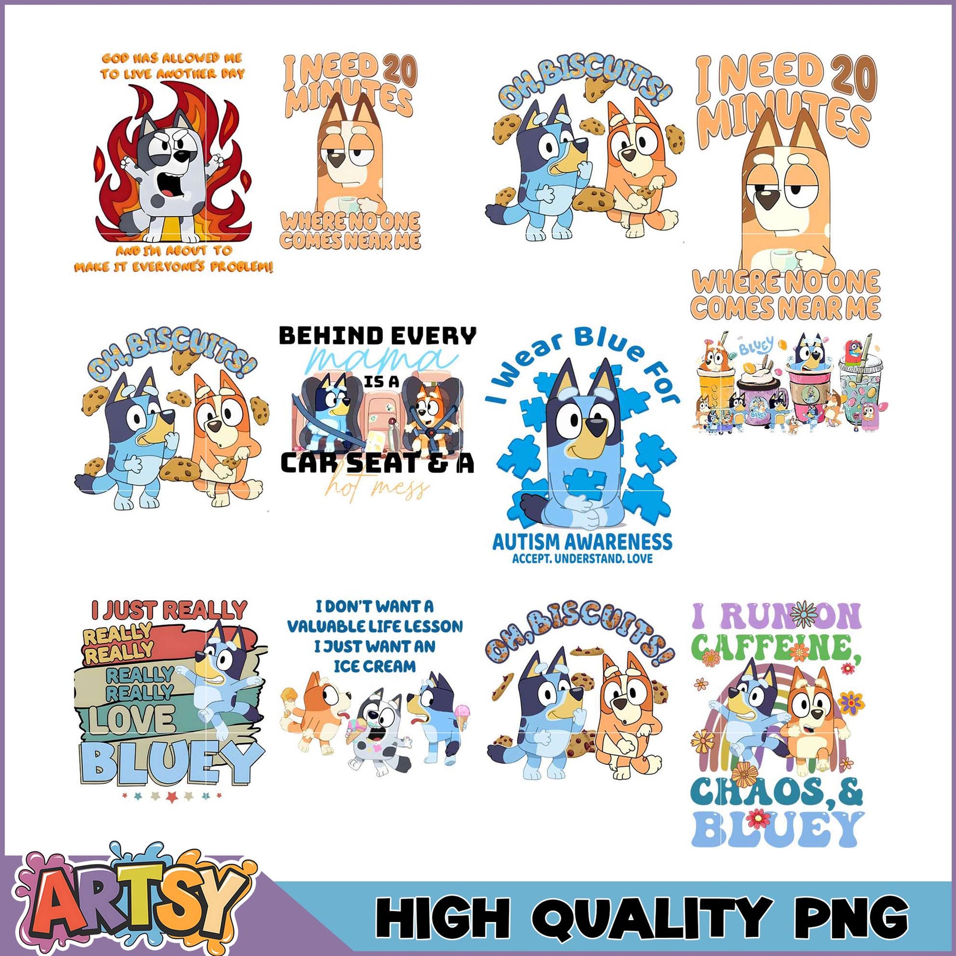 Bluey PNG Bundle High-Quality Designs
