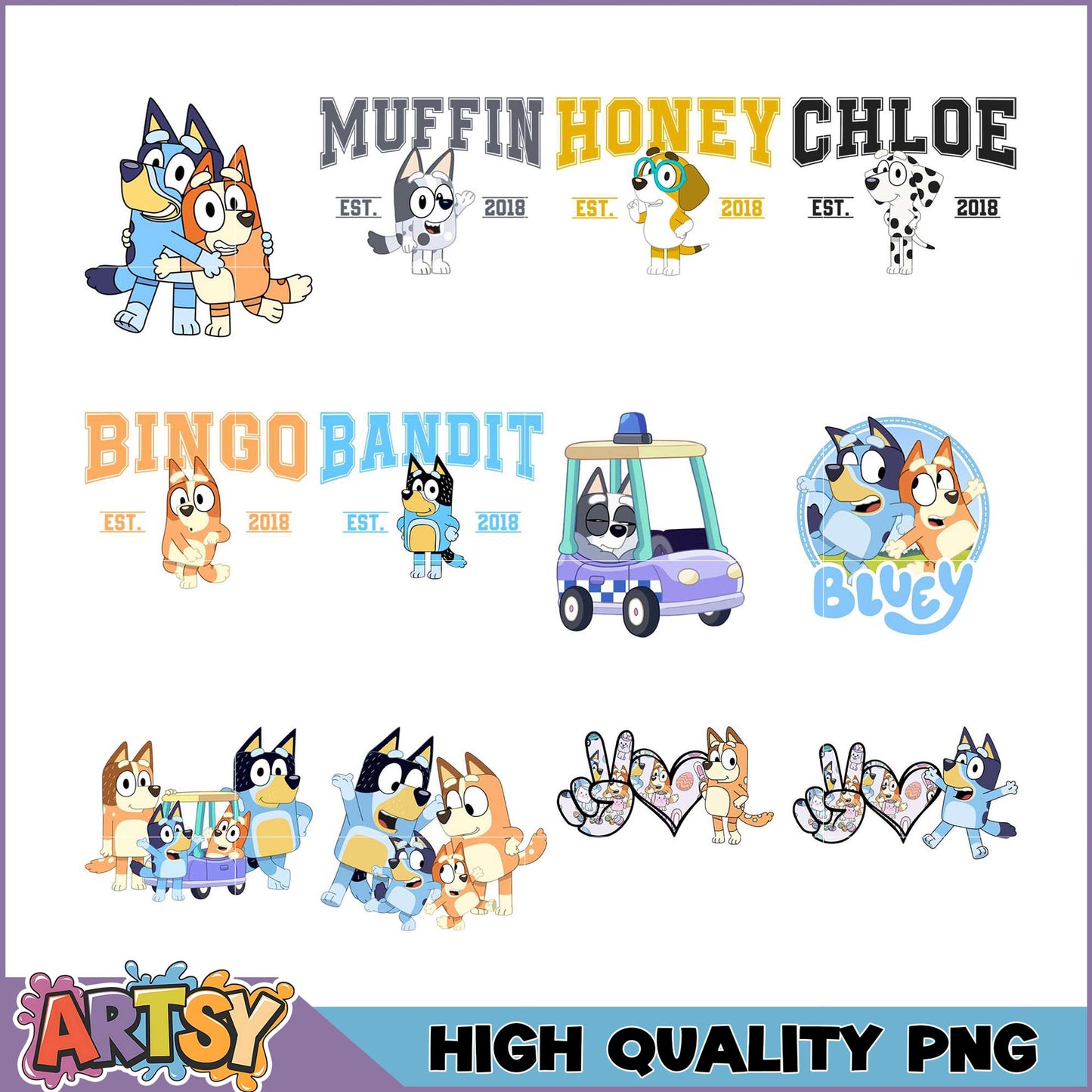 Bluey PNG Bundle High Quality Images