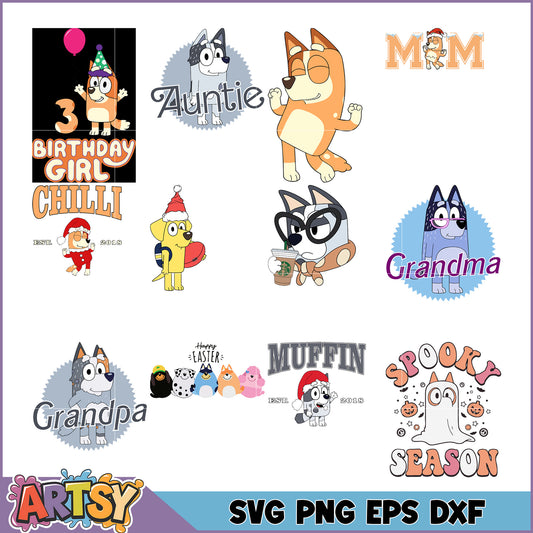 Bluey SVG Bundle Family & Holiday Designs