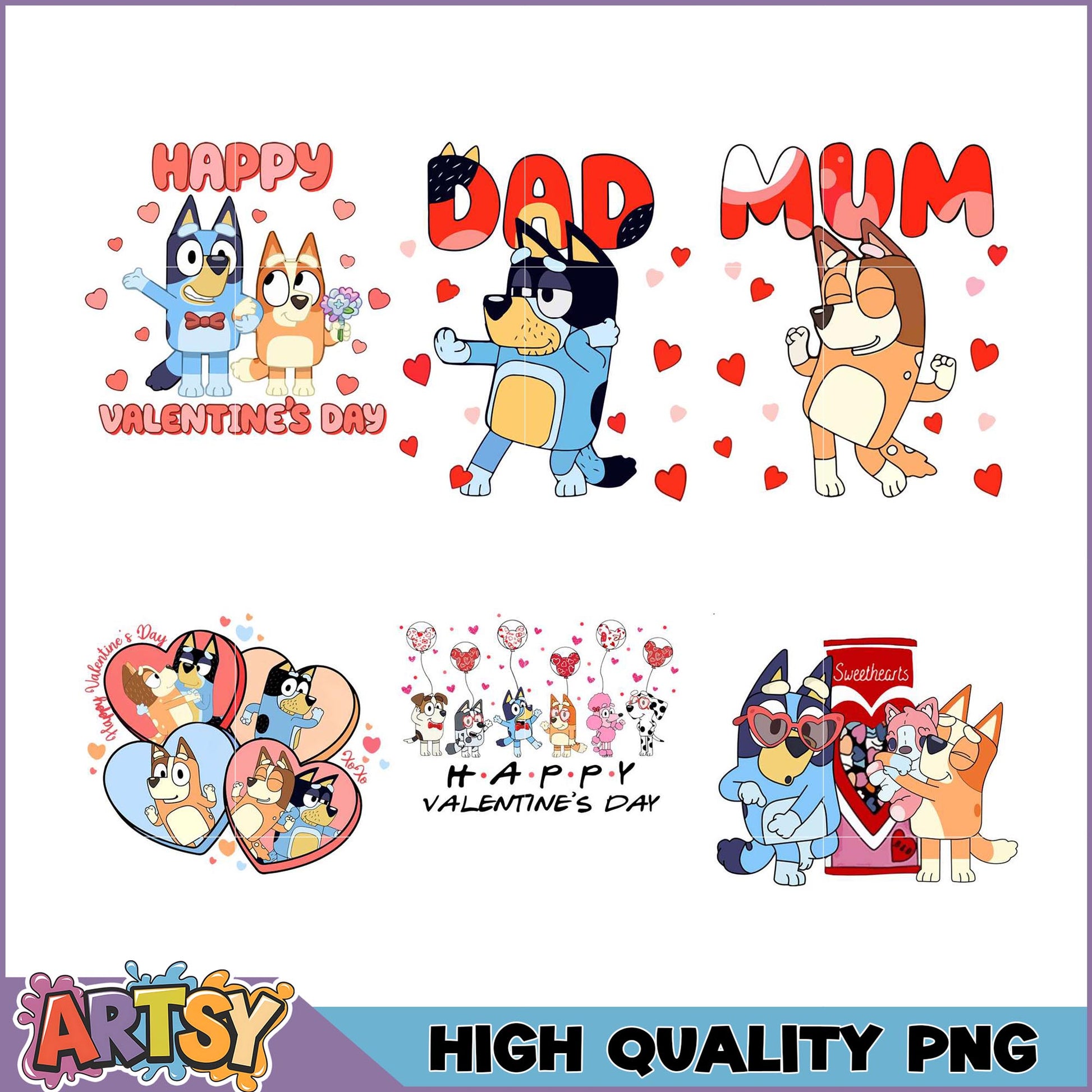 Bluey Valentines Day PNG Bundle High Quality