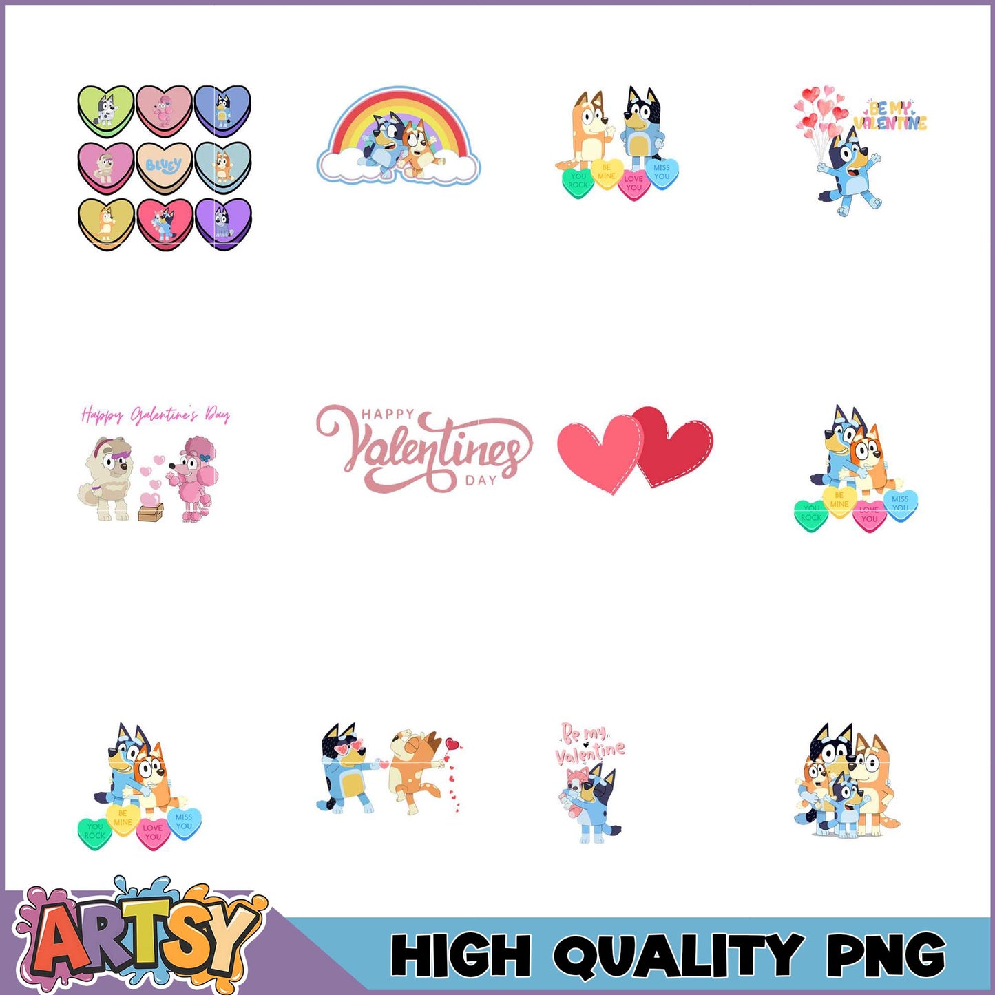 Bluey Valentines Day PNG Bundle High Quality Images