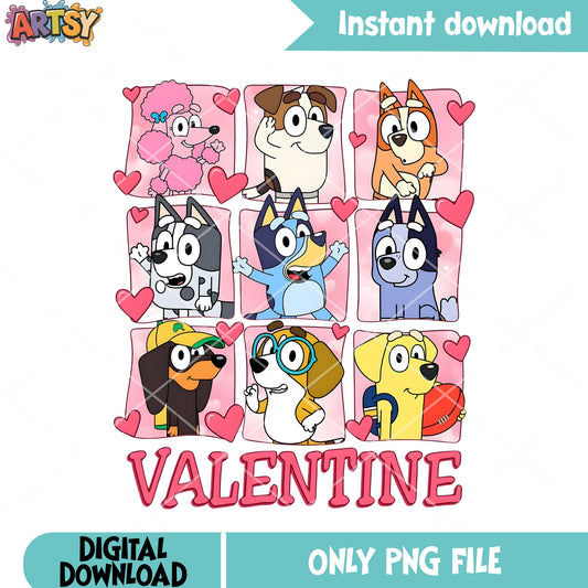 Bluey characters valentine png, valentine love png, bluey movies png