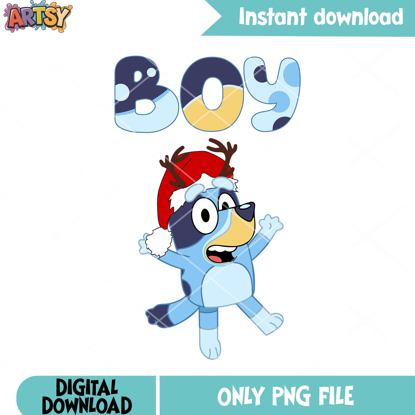 Bluey heeler christmas png, xmas decoration png, bluey movie png