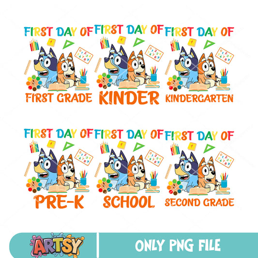 Bluey school grades png bundle, bluey school supplies​ png, bluey school png