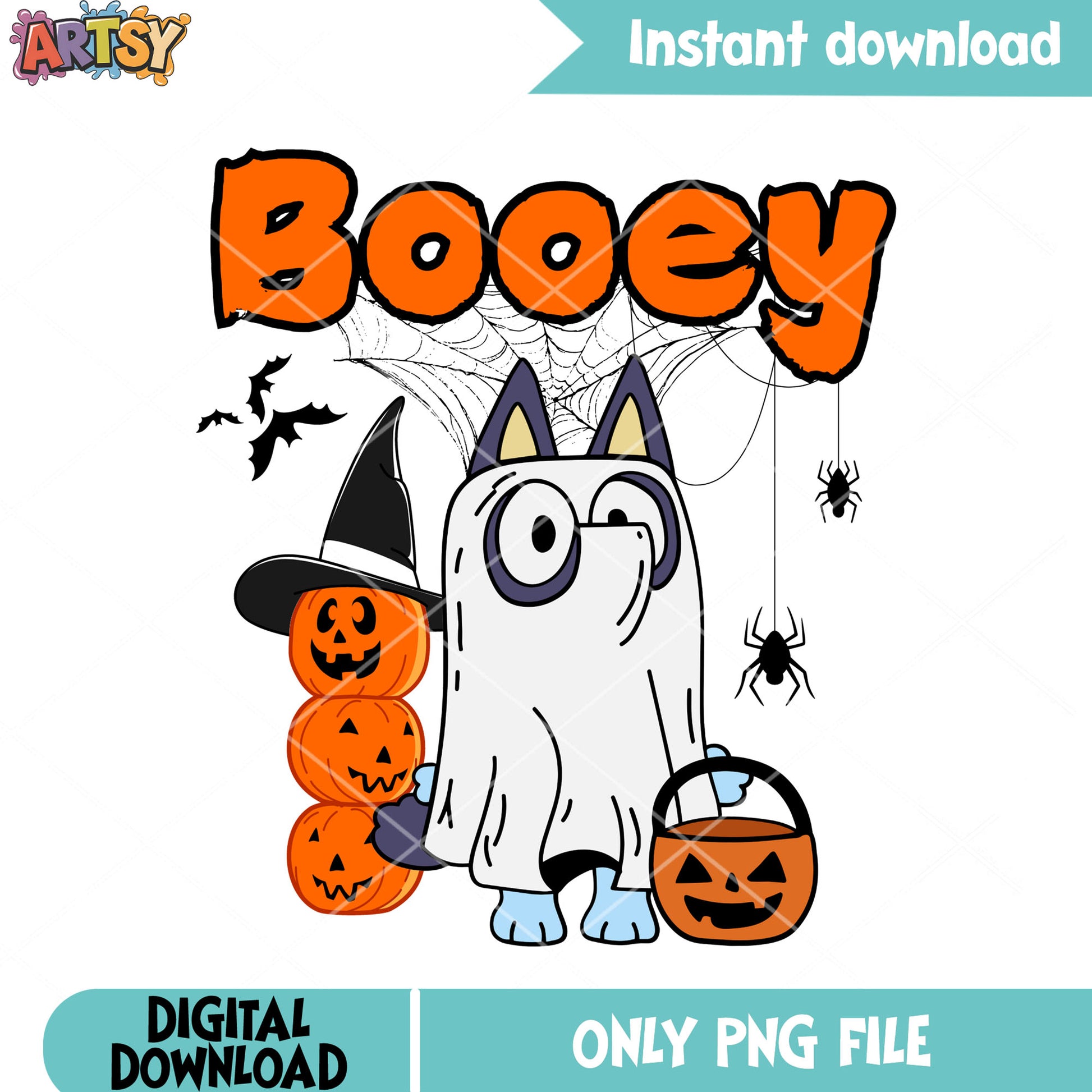 Bluey the ghost scary bats png, jack o lantern  png, halloween night png