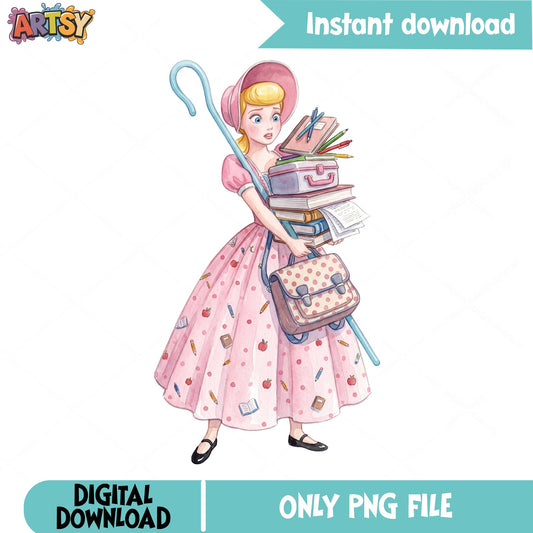 Bo Peep Back To School PNG, Toy Story PNG, Teacher PNG
