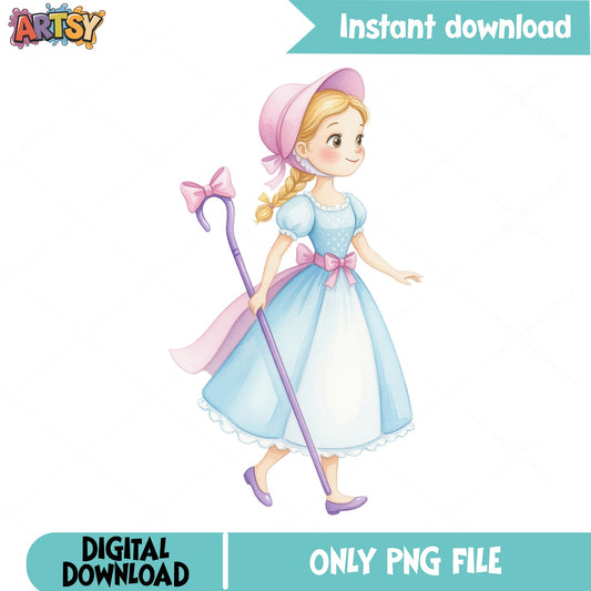 Bo Peep PNG Clipart, Toy Story Character PNG, Watercolor PNG