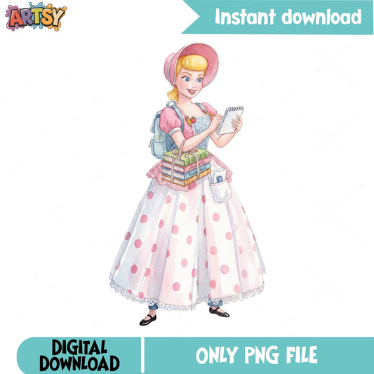 Bo Peep Teacher PNG, Toy Story Back To School PNG, Disney PNG
