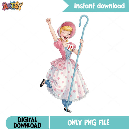 Bo Peep Toy Story PNG, Disney Pixar Character PNG, Watercolor PNG